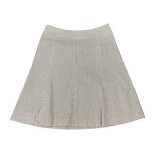 Talbots Skirt Womens 10P Petite Mitered Striped Side Zip A Lined White Navy